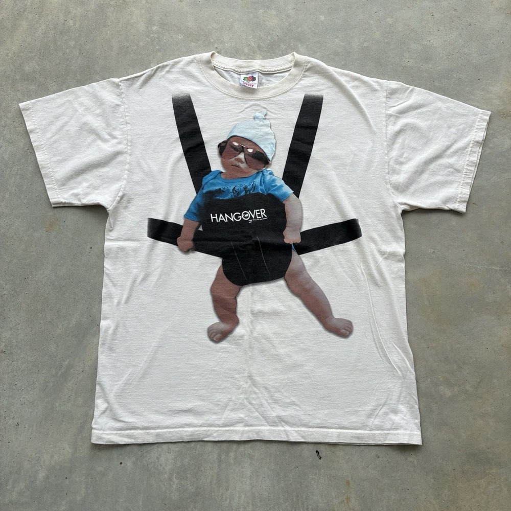 Vintage The Hangover Movie Promo T-shirt Sz Large 2009 Comedy Baby Gag White